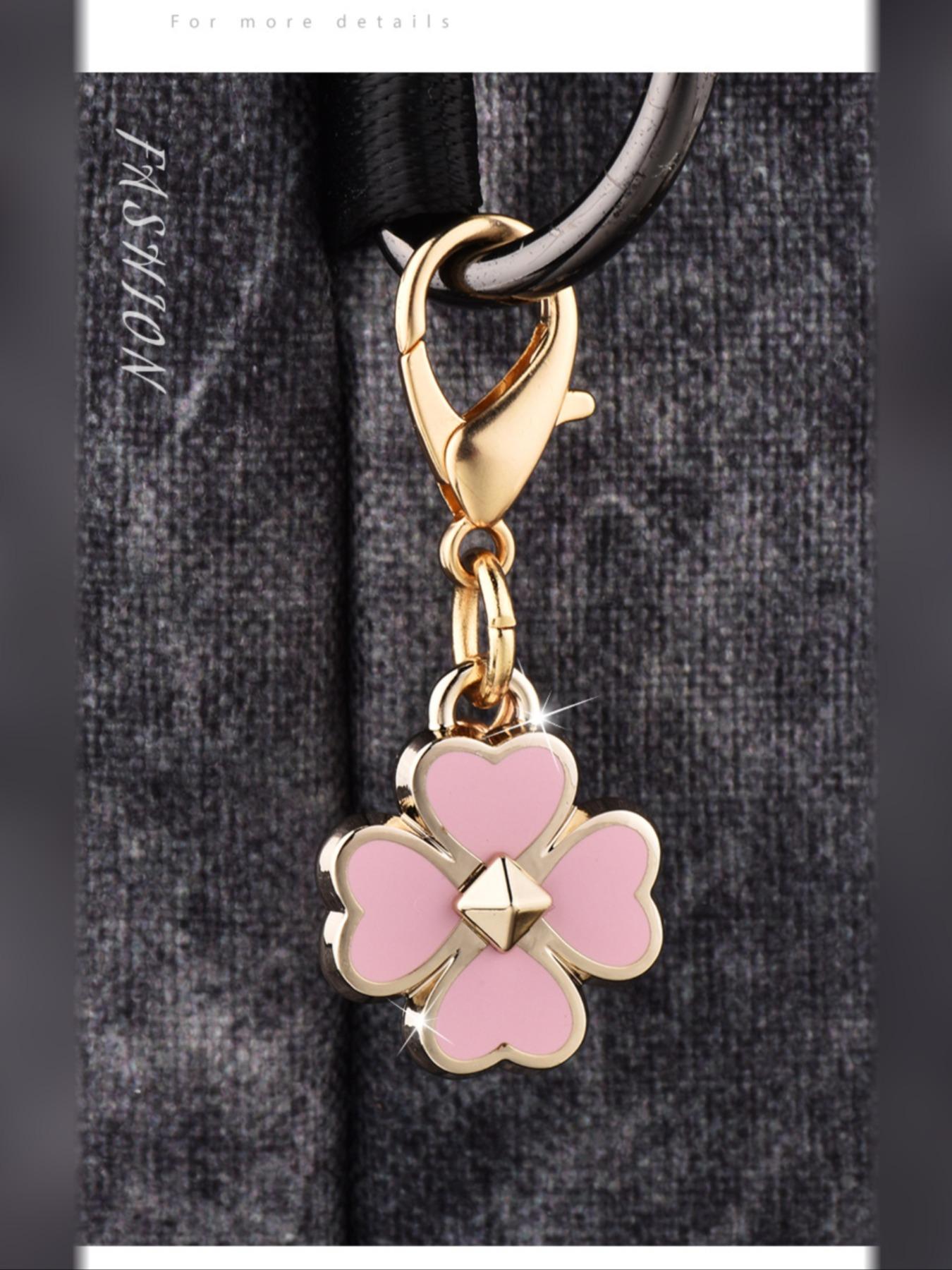 Bear Cherry Clover Butterfly Keychain, Cute Car Key Holder, Bag Accessory, All Seasons Decor, Plain Pattern, Cherry Design