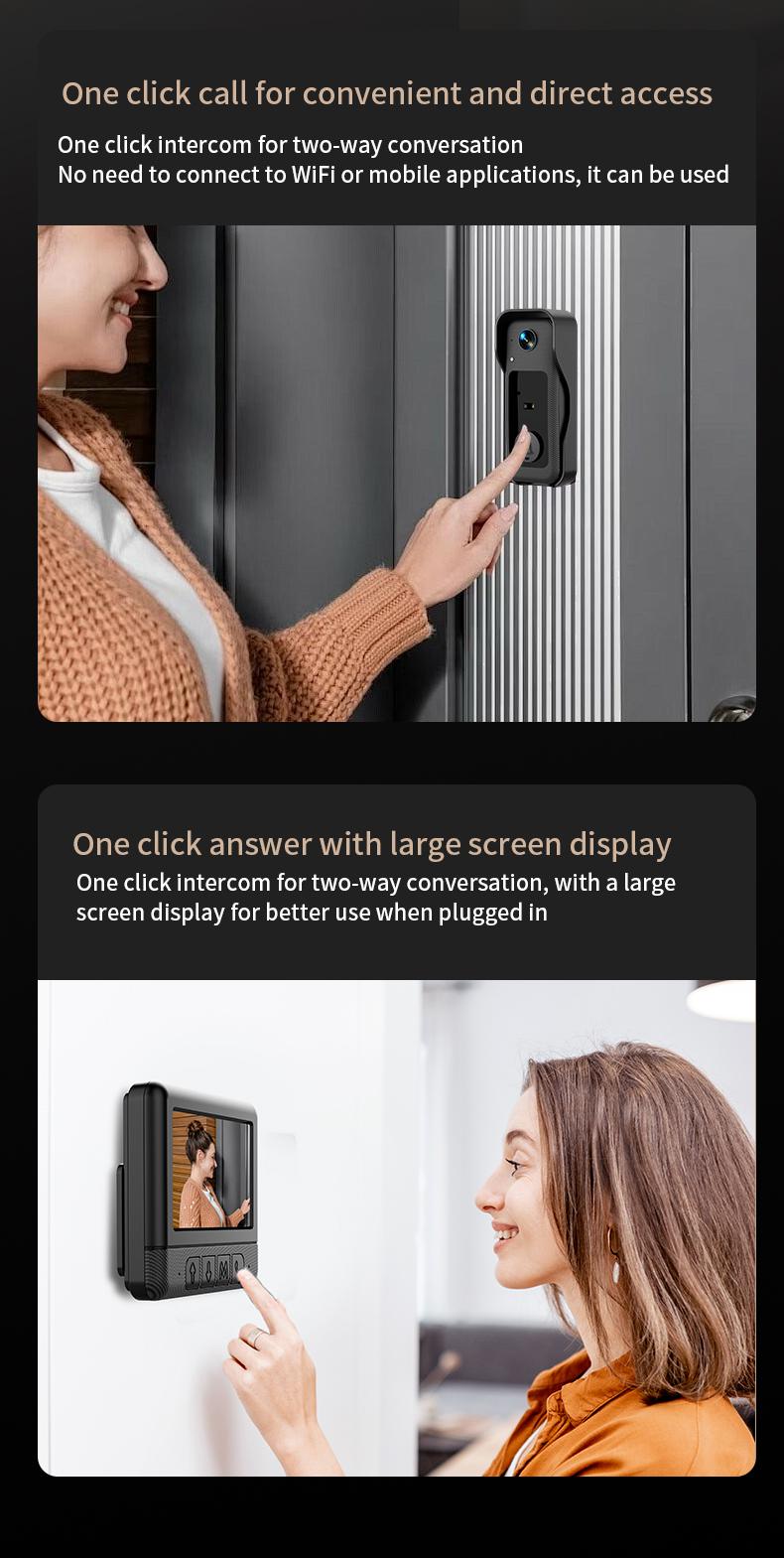 X6 Wireless Doorbell Camera, Rechargeable Smart Visual Doorbell, Modern Home Security Doorbell with Night Vision & Voice Changing,  Safety Intercom for Privacy, Alarm, Sensor,waterproof,Security Camera