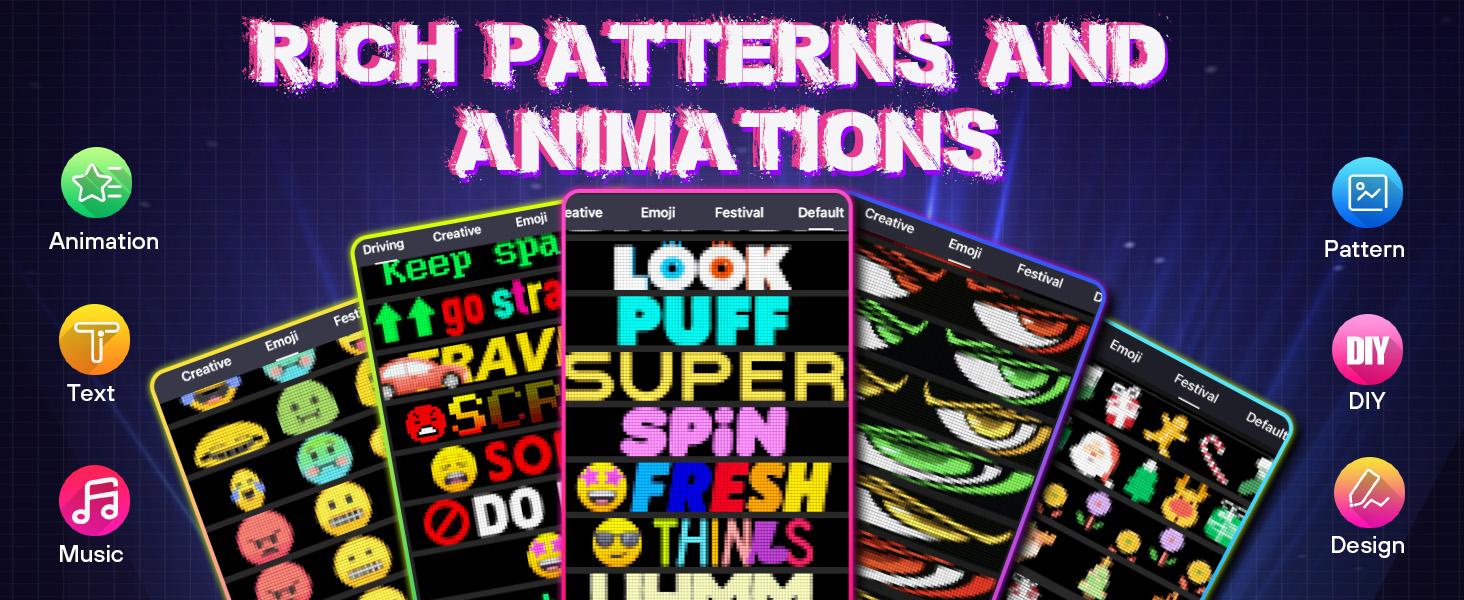 Remote-Controlled Programmable LED Signs,Devil Eyes Light for Windshield, Flexible Bluetooth APP Control Scrolling LED Car Sign Full Color Display Custom Text Pattern Animation Programmable LED Sign for Car Vehicle Car Decals cars accessories