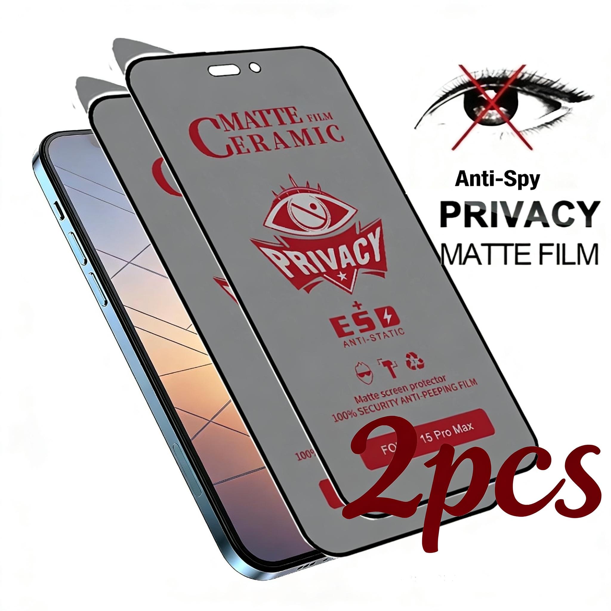 2pcs Matte Privacy Ceramic Screen Protectors for iPhone 17 Air/17/16/15/14/13/12/11/Pro Max/Pro/Plus/16E/X/XS/XR/XS MAX,Full Coverage,Anti-spy,Anti-Fingerprint,Bubble-Free,Anti-Glare,Easy to Install