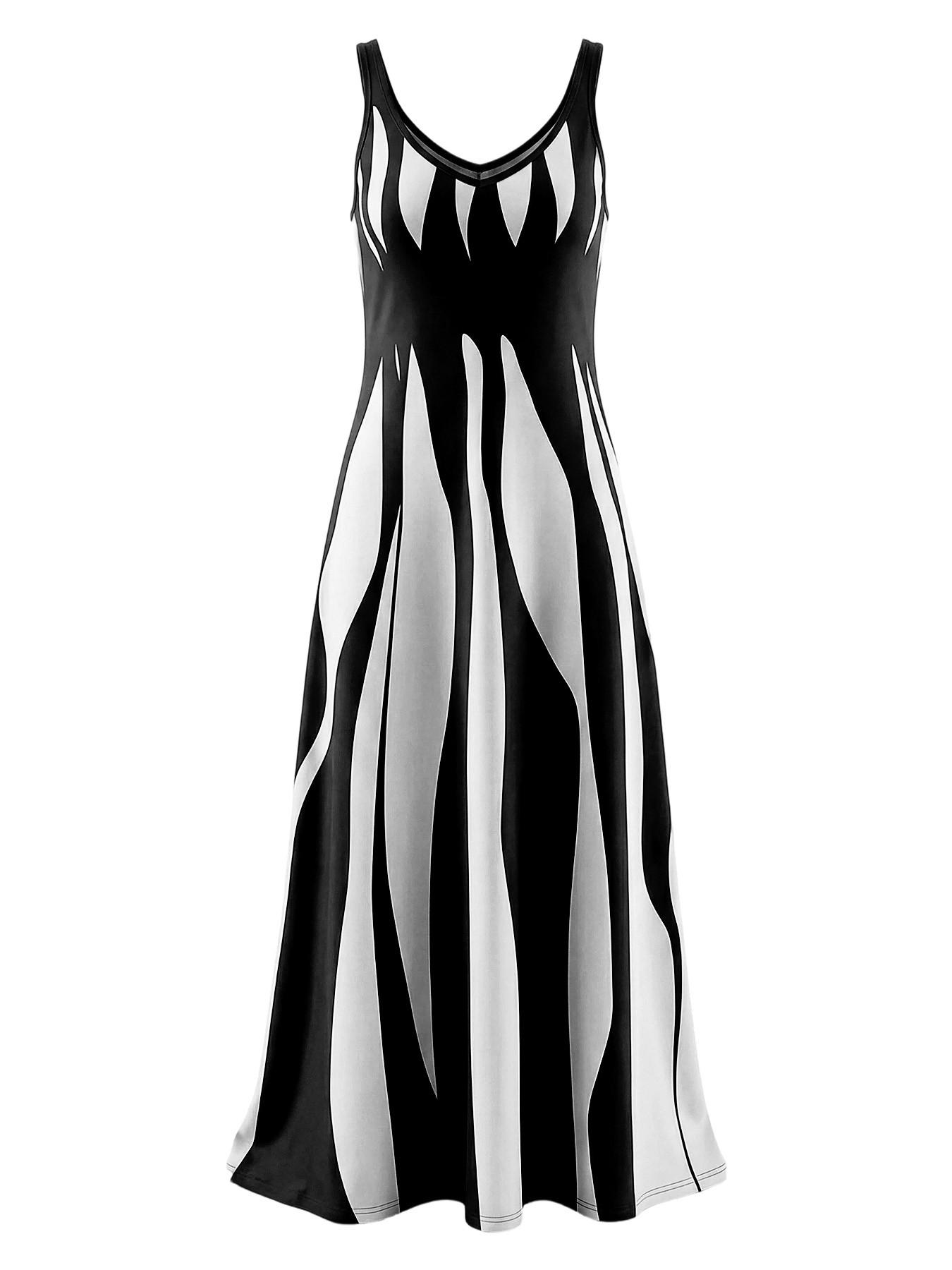Women's Casual Boho Chic Slip Dress, Boho Style Dresses, Summer Dress, Color Block Print, V-Neck Sleeveless Long Dress, Boho Summer Clothes, Stylish and Comfortable for Daily Wear