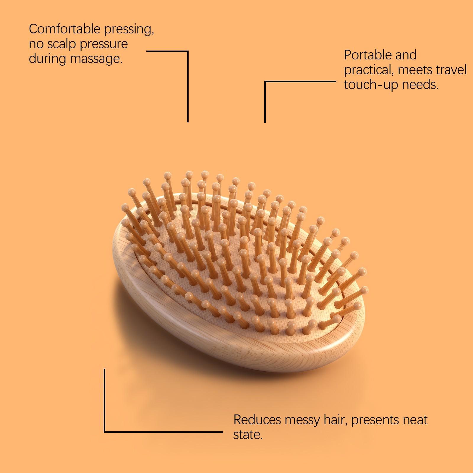 Portable Bamboo Cushion Comb, Hair Massage Brush for Daily Use, Soft Air Cushion Design, Ideal for Styling and Relaxing Hair