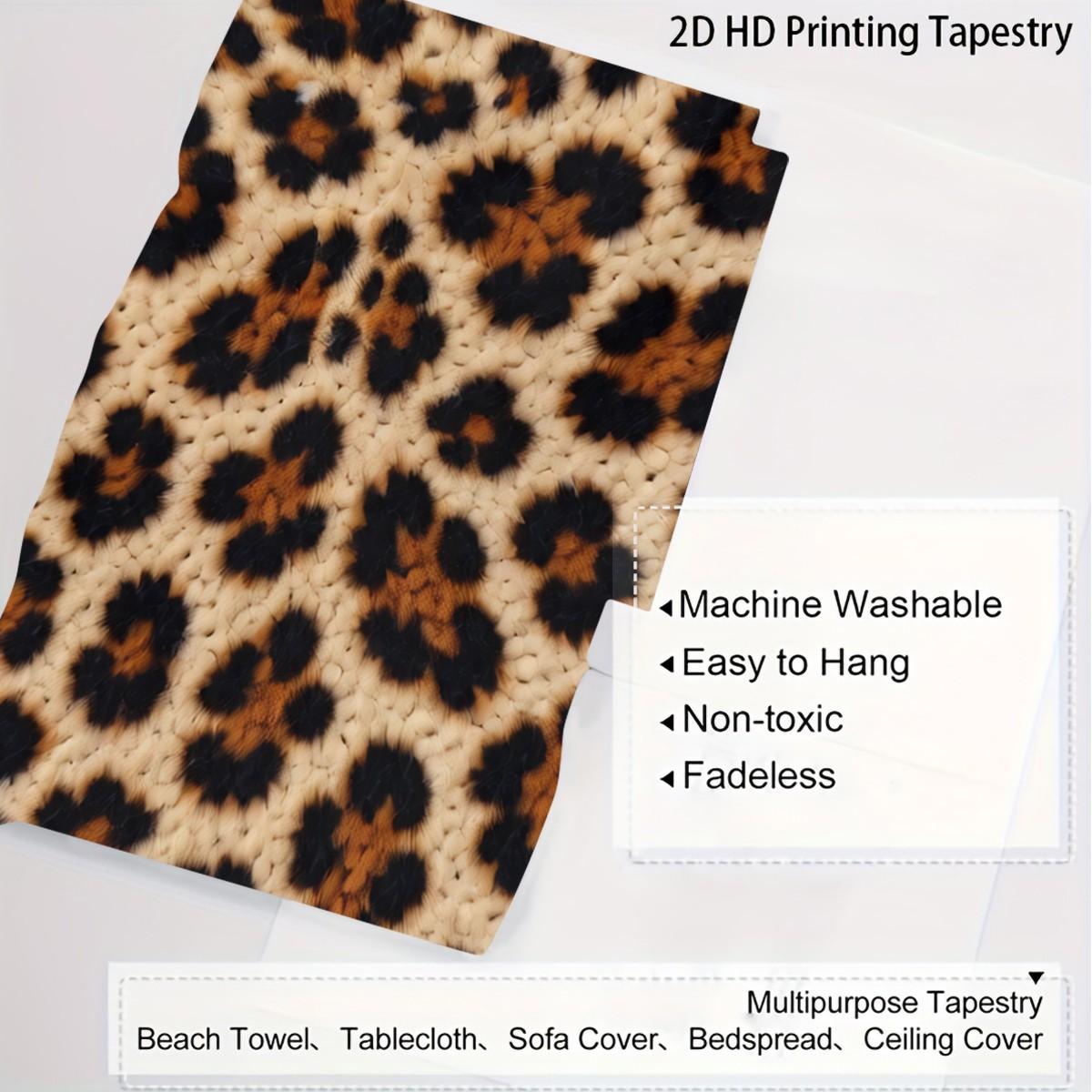 1Pcs Vintage Leopard Print Art Tapestry, Smooth Wrinkle Resistant Durable, Multi-Functional Wall Hanging Decor for Rental & Homestay