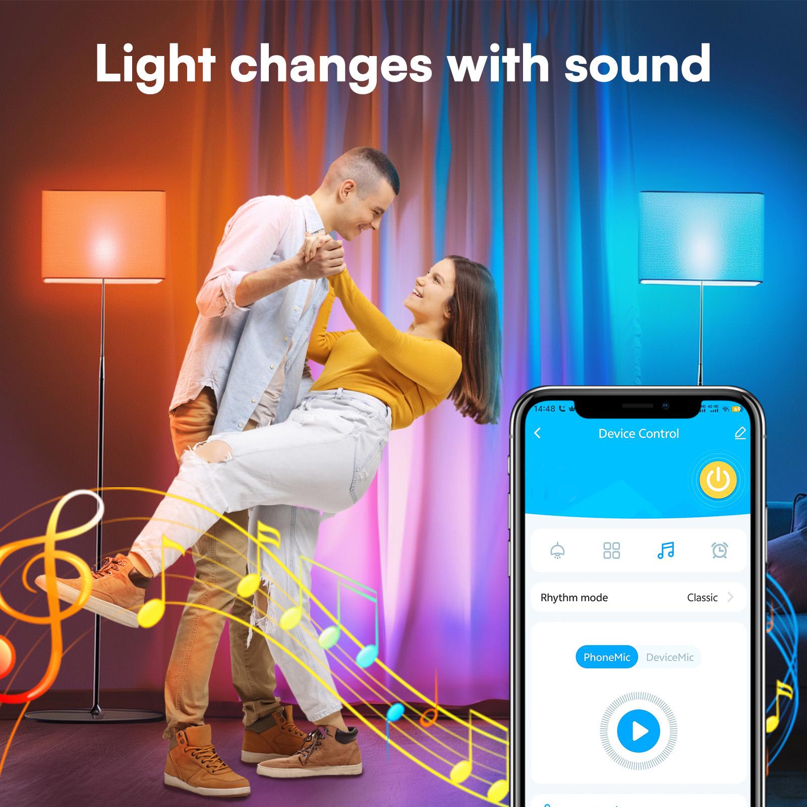 DAYBETTER Smart Light Bulbs 16 Million Colors RGBCW WiFi Bluetooth LED A19 800 Lumens Music Sync Voice Control Group Timer Function