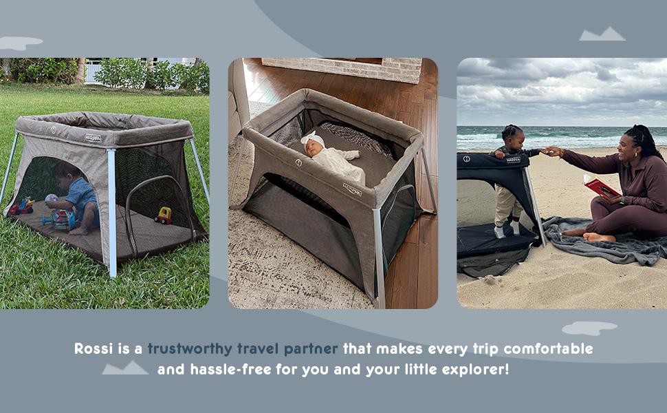 HARPPA Rossi | Lightweight Pack n Play Travel Crib & Playard – Portable Foldable Playpen with Mattress, for Newborns, Infants & Toddlers