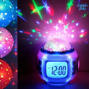 Dreamy Starry Sky Music Projection Alarm Clock, Kids Night Light & Sleep Aid, LED Galaxy Projector, Fun Birthday Gift & Popular Toy for Children, Bedroom Decor & Soothing Sleep Lamp