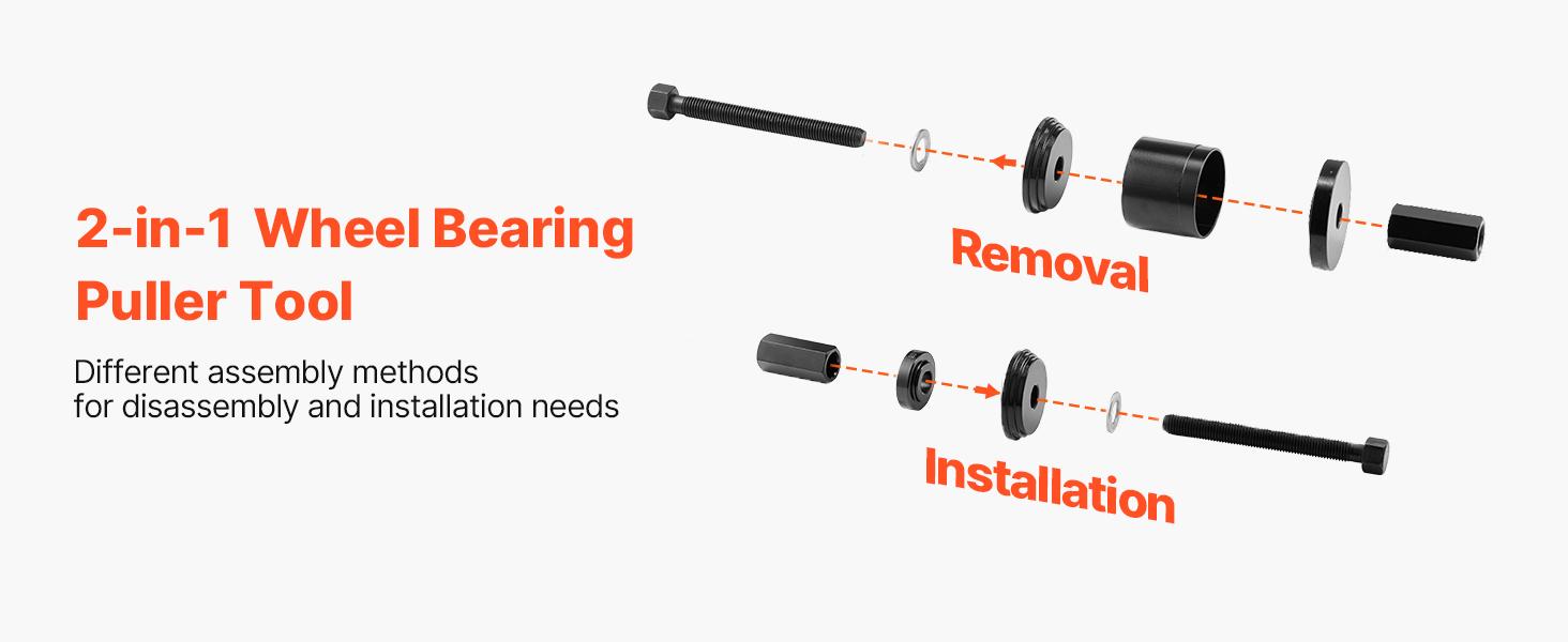 VEVOR Wheel Bearing Press Kit, 23 PCS FWD Bearing Puller Tools, for Front Wheel Drive Bearing Removal and Installation, Wheel Bearing Tool with Sliding Screw, Bushings, Sleeve Plates, Storage Case