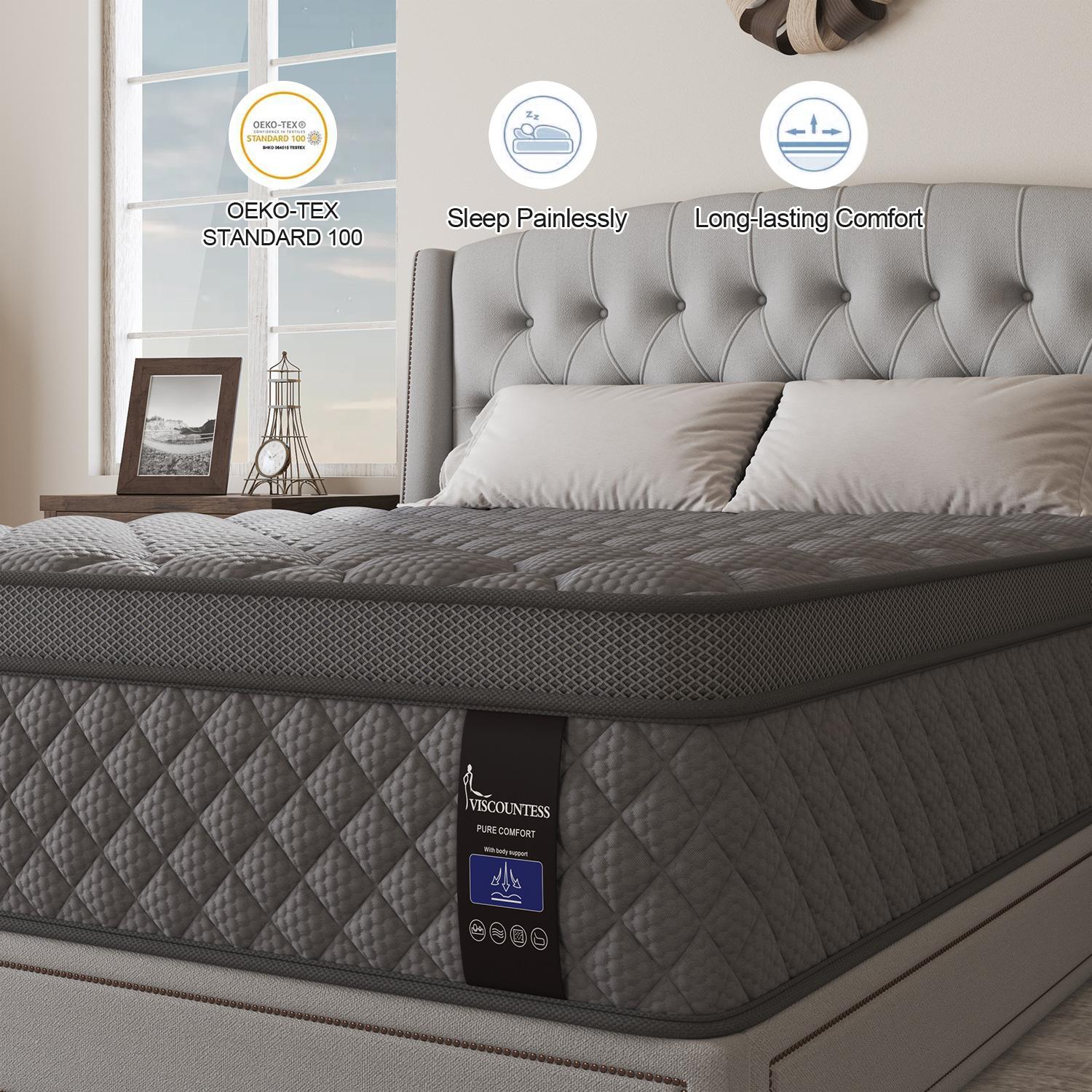 Twin Full Queen King Mattress, 10"12" 14"Hybrid Mattress with Gel Memory Foam and Individually Pocket Innerspring Euro Top Mattresses Medium Firm for Motion Isolation, Edge Support