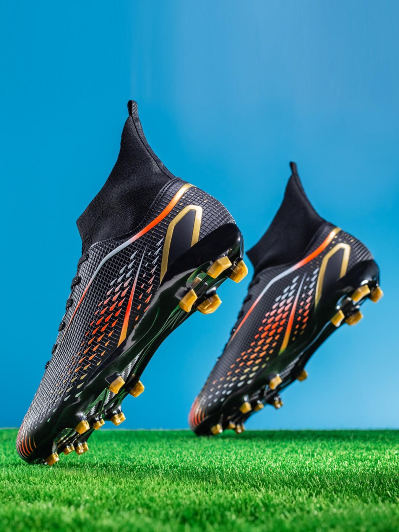 New Unisex Soccer Shoes, World Cup Ag Long Studs Anti-Slip Training Boots, Outdoor Grass Football Cleats, Professional Sportswear