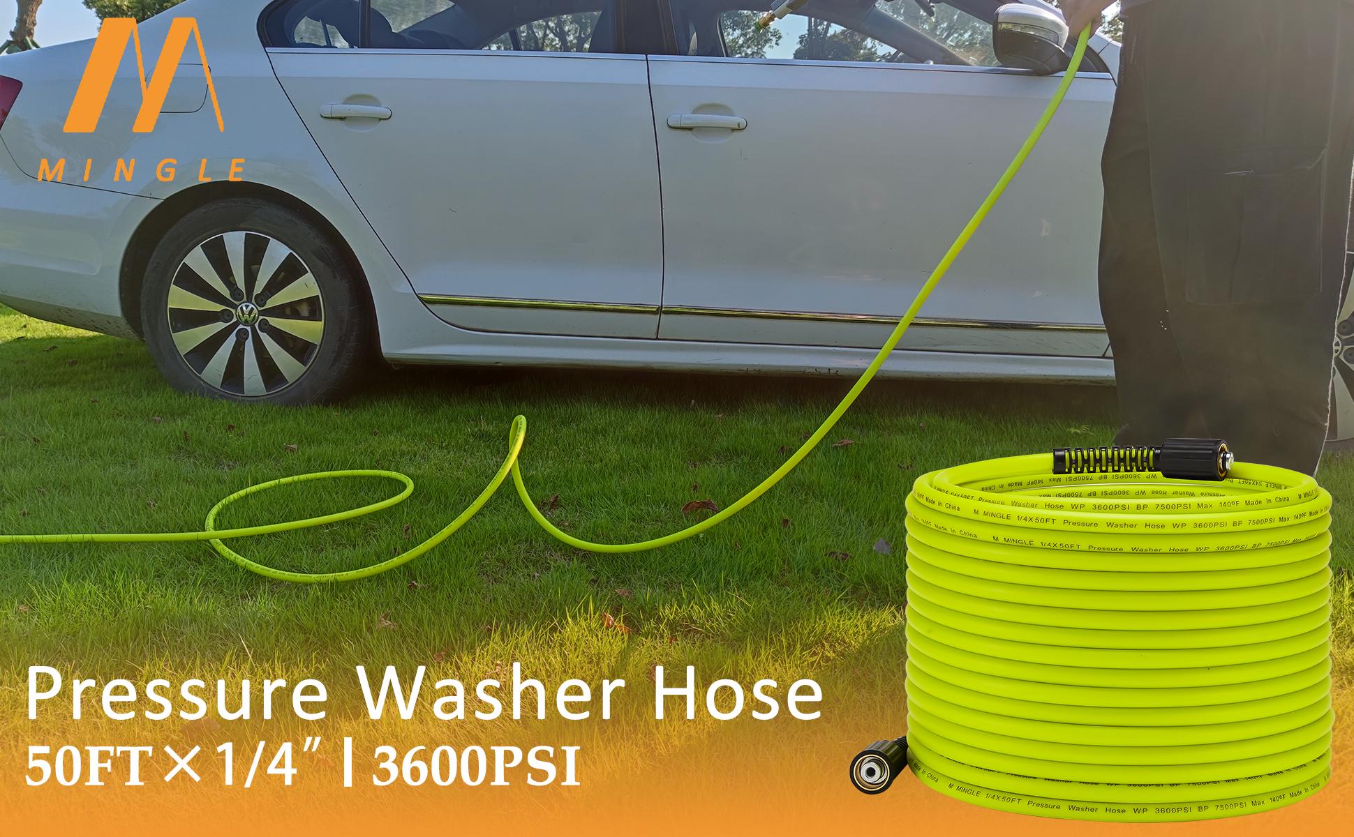 M MINGLE Pressure Washer Hose 50 FT x 1/4" - Replacement Power Wash Hose with Quick Connect Kits - High Pressure Hose with M22 14mm Fittings - 3600PSI,Christmas gifts M MINGLE Pressure Washer Hose 50 FT x 1/4" - Replacement Power Wash Hose with Quick Connect Kits - High Pressure Hose with M22 14mm Fittings - 3600PSI,Christmas gifts
