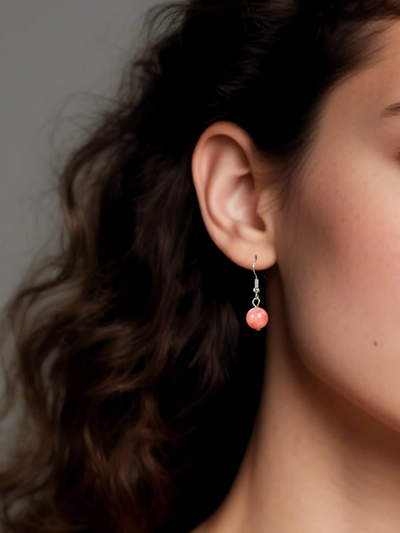 3 Pairs Fashion Natural Stone Earrings, Summer Fresh Peridot & Lavender Quartz & Sunstone, Round Bead Dangle Jewelry, Vacation Accessories