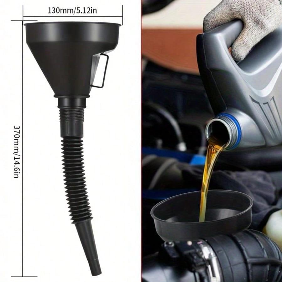10Pcs Funnels for Automotive Use & 7pcs Gas Can Spout Replacement, Wide Mouth Fuel Funnels, Plastic Long Neck Oil Funnel, Flexible Right Angle Funnels, with Detachable Spout and Filter for Water/Gasoline/Coolant/Engine Oil