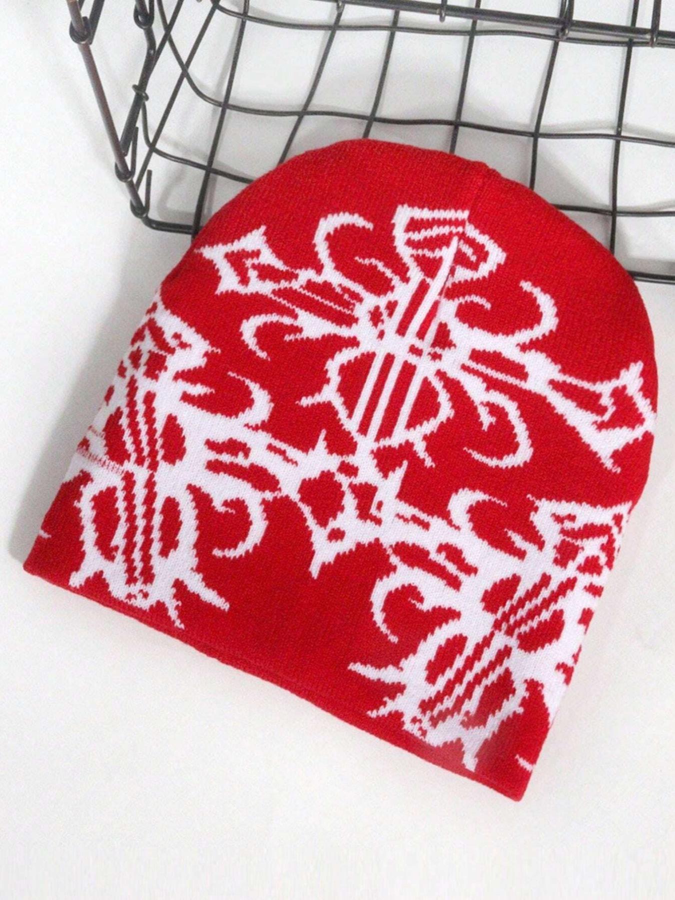 Y2k Harajuku Multi Element Pattern Men's and Women's Winter Warm Rock Hip Hop Fashion Knitted Hat