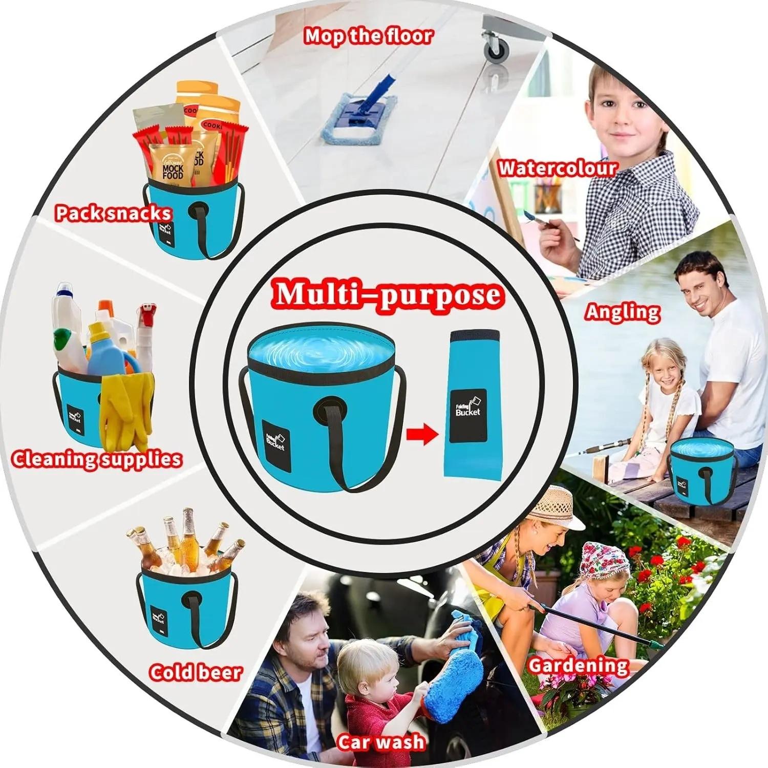 1PC 20L Folding Bucket, Portable Water Container with Reinforced Handles and Collapsible Design for Camping, Fishing, Car Washing and Gardening