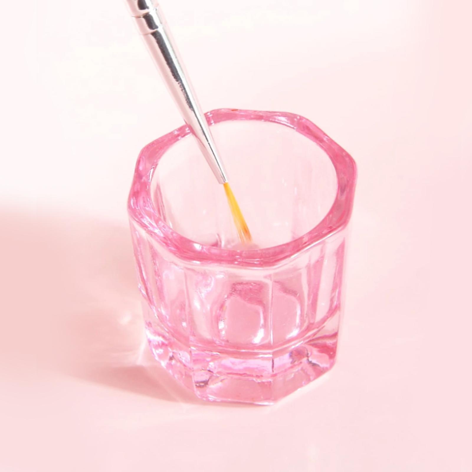 Nail Art Acrylic Nail Brush Cleaning Cup 2-Piece Set Glass Crystal Bowl Grinding Bowl Transparent Glass Gel Mixing Cup Nail Art DIY Palette Crystal Powder Mixer Professional Nail Care Tool Cute Creative Gift