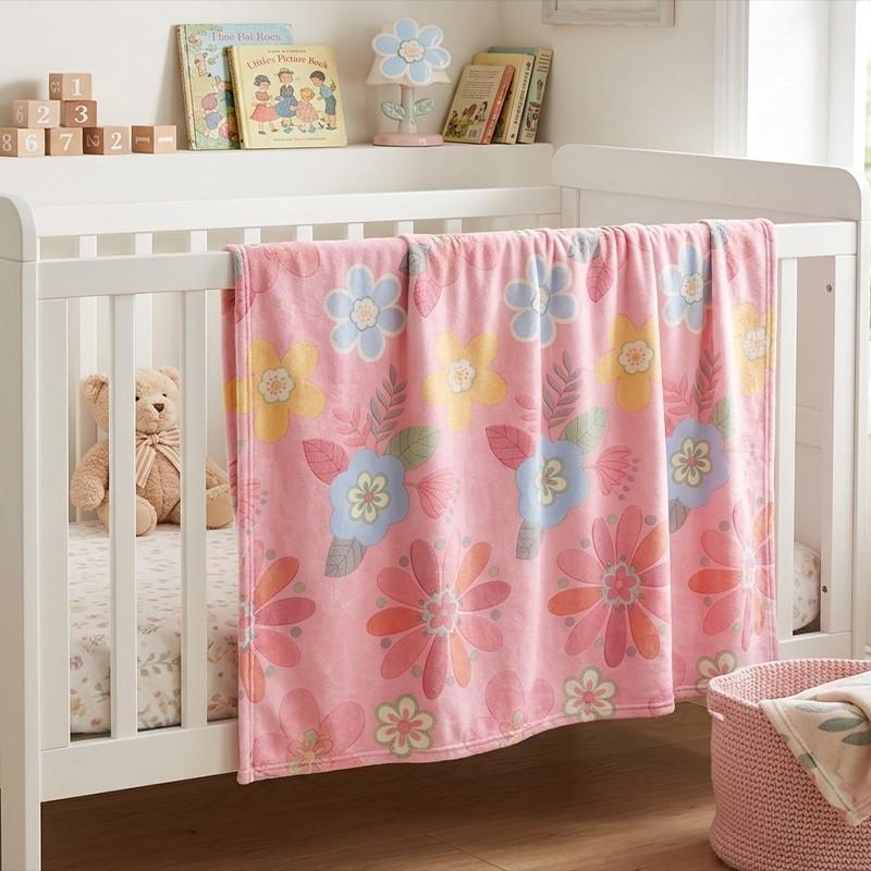 1pcs Flannel Pink Floral Throw Blanket, Soft and Cozy Sofa Blanket, Warm Home Bedroom Dorm Room Office Bedding, Multifunctional All Season Gift, Valentine's Day Gift