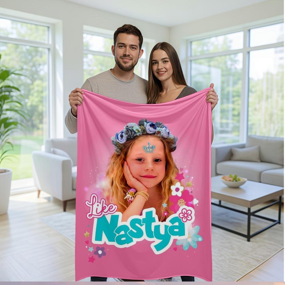 1pc Like Nastya Princess Floral Crown Design Flannel Fleece Blanket, Super Soft Cozy Warm Throw for Bed Sofa Couch Living Room, Office Travel Car, Decorative Gift Idea