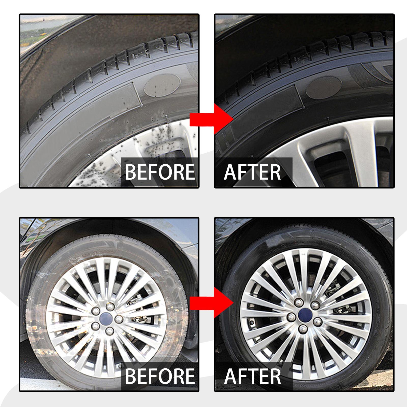 EDTA-Based Car Tire Cleaner - Wipe-On Wheel Cleaning Solution, Decontaminates, Removes Stains, Prevents Aging, Restores Shine