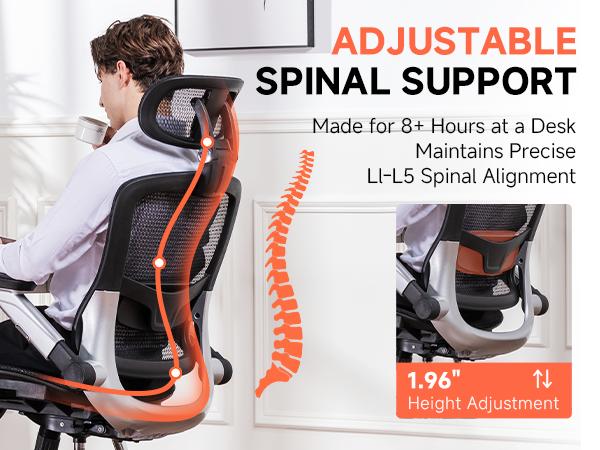 GTplayer Big and Tall Ergonomic Mesh Office Chair, High Back Home Desk Chair Computer Gaming Chair with Headrest, Flip-Up Arms, 90-125° Tilt Lock and Wide Cushion, Task Chair