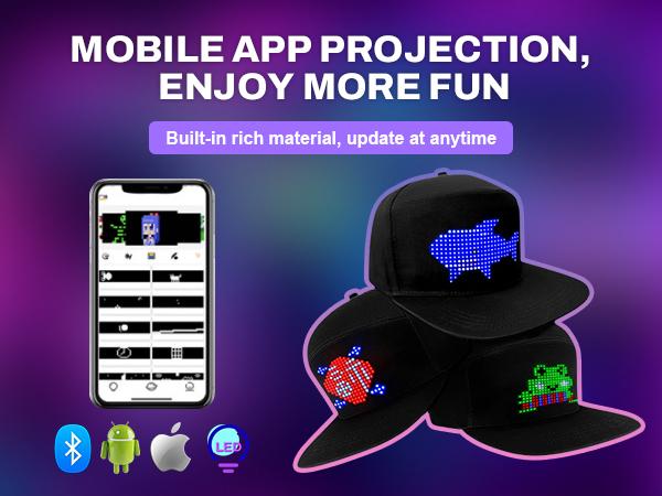 Customizable LED Hat Baseball Cap with Bluetooth – Display Your Message in Full Color! 16×32 Bright Perfect for Parties, Events, and Gifts App App Controlled Multifunctional