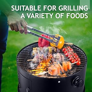 Ubesgoo Vertical 17 Inch Charcoal BBQ Smoker, 3-in-1 Portable Outdoor Grill Cooker With Built-in Thermometer For Outdoor Backyard Cooking Grilling Camping
