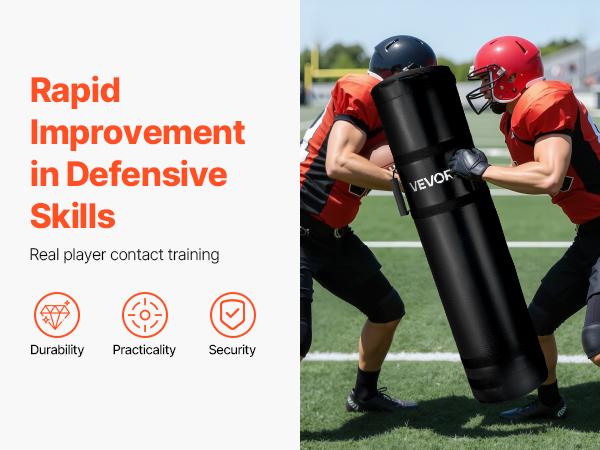 VEVOR Football Tackling Dummy, 47.2in High-Density Sponge Blocking Pad with Heavy Duty Handles, PVC Waterproof Cover, Double-Line Stitching, Durable Zipper Easy-To-Clean Training Gear for Athletes’ Contact Drills, 1PCS with Comprehensive Training Options