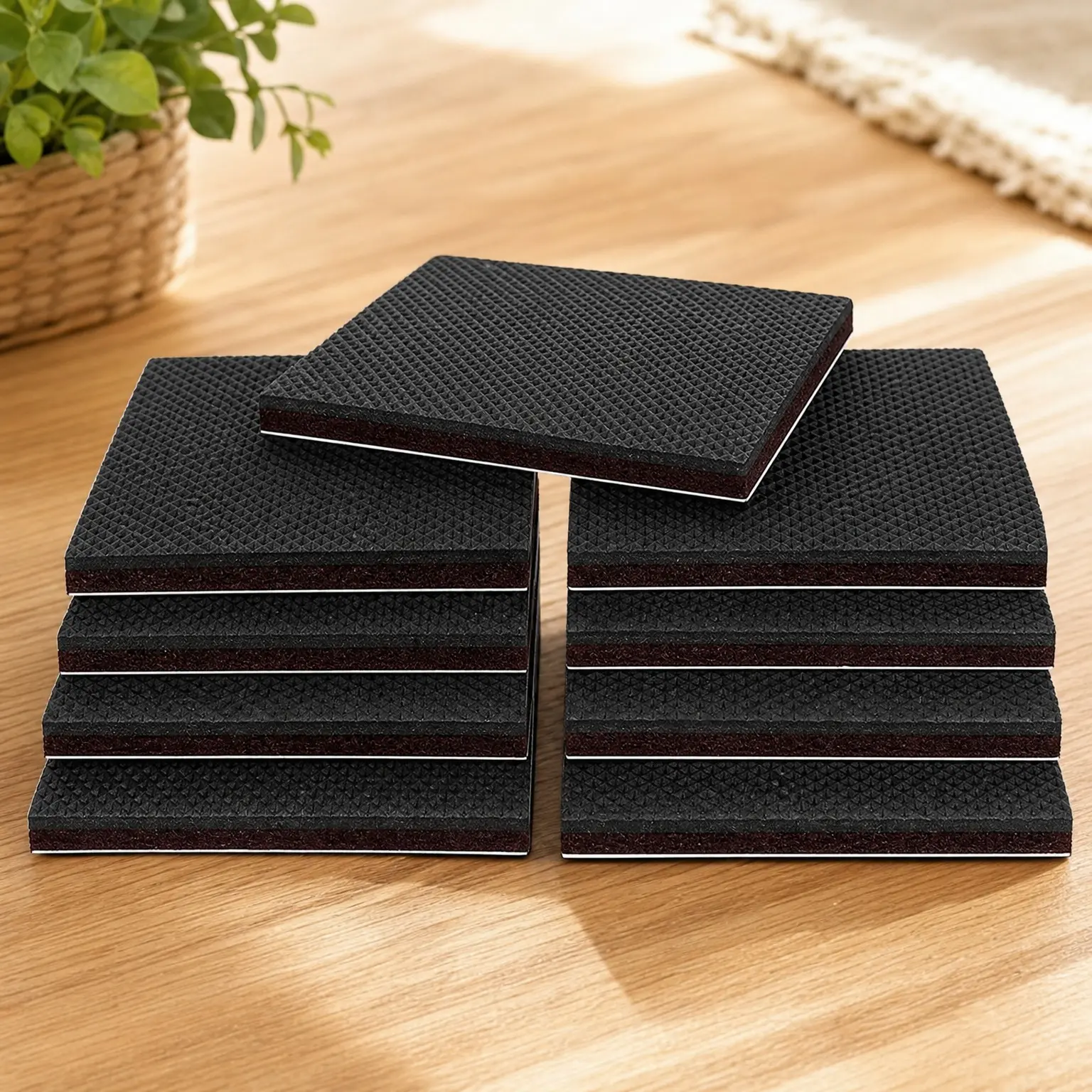 Non Slip Furniture Pads 12 Pcs 4 Inch - Self Adhesive Rubber Grippers for Hardwood Floors, Anti Slide Furniture Leg Protectors, Couch StoppersGift