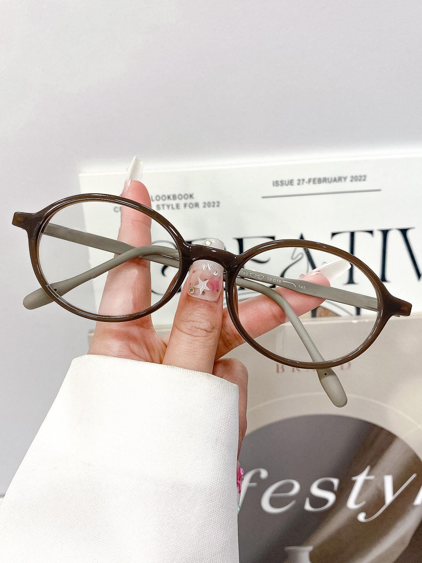 New High-Quality Tr Oval Fashion Glasses, Unisex Trendy Classic Versatile Decorative Eyewear, Perfect for Men and Women