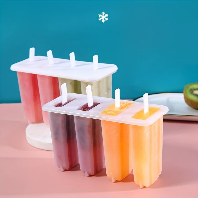 1pc 4-in-a-row old popsicle mold with cover for household children's cute popsicle and ice cream molds