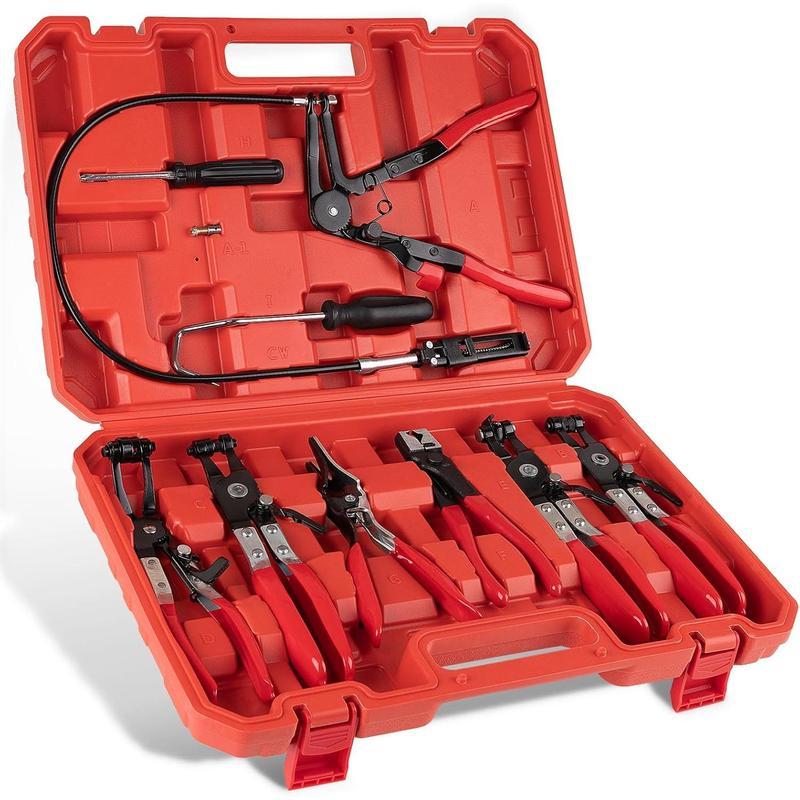 9PCS Hose Clamp Pliers, Long Reach Hose Clamp Tool Remover for Water Hose and Automotive Coolant Radiator Heater with Flexible Wire Long Reach Hose Clamp and Flat Band Pliers 9PCS Hose Clamp Pliers, Long Reach Hose Clamp Tool Remover for Water Hose and Automotive Coolant Radiator Heater with Flexible Wire Long Reach Hose Clamp and Flat Band Pliers