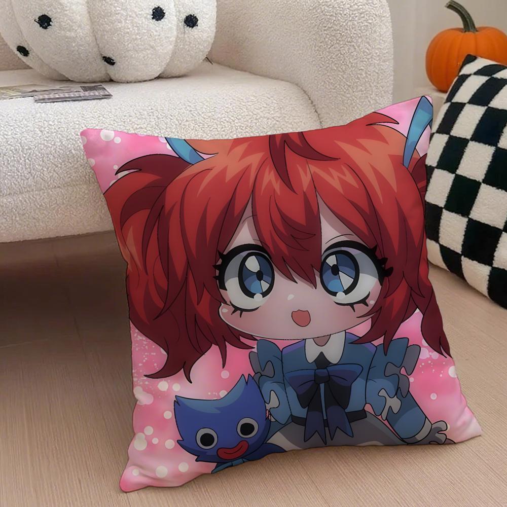 Hot Classic Horror Eerie American Video Game P-Poppy Playtime Pillow Case Anti-dustmite Pillowcase  Sofa Cushion Cover with Invisible Zipper Silky Short Plush Polyester Microfiber Fabric White Available in Standard Queen King Sizes for Home Bed Use