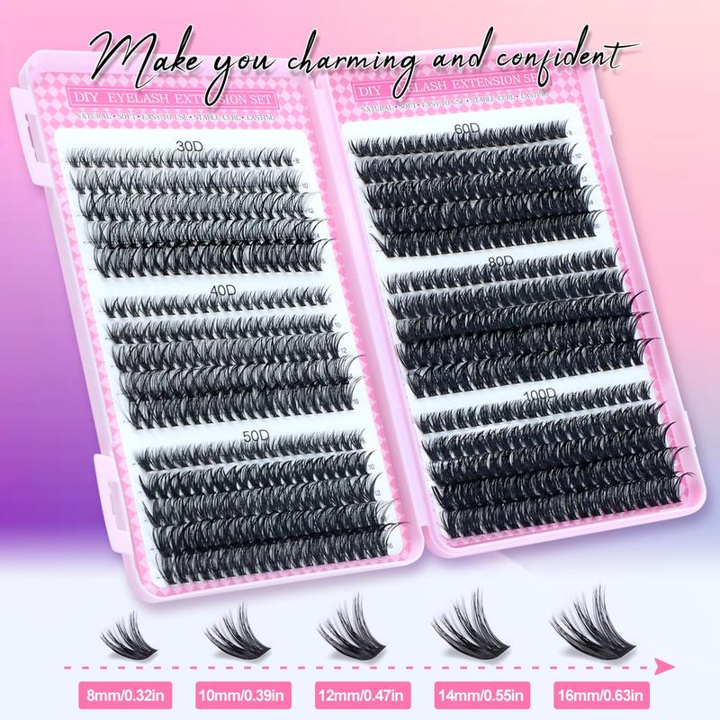 High Capacity False Eyelash Extensions Kit, D Curl Fluffy Design, Multiple Sizes Available, Ideal for Daily Use & Special Occasions, Eyelash Extensions Set