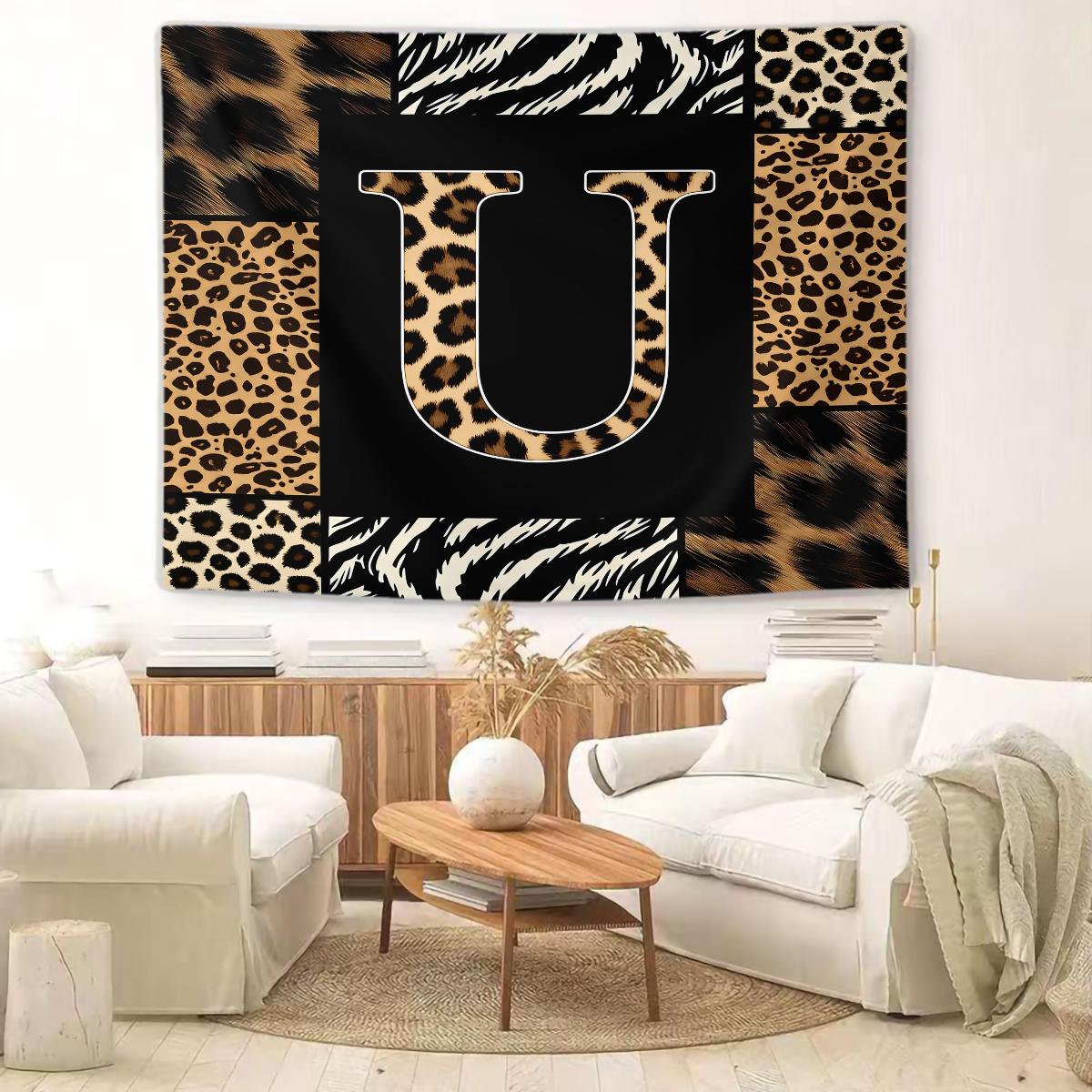 Animal Print Monogram Wall Tapestry, Leopard Zebra Tiger Initial Wall Hanging for Bedroom Dorm, Home Decor Gift for Animal Lovers Animal Print Monogram Wall Tapestry, Leopard Zebra Tiger Initial Wall Hanging for Bedroom Dorm, Home Decor Gift for Anim