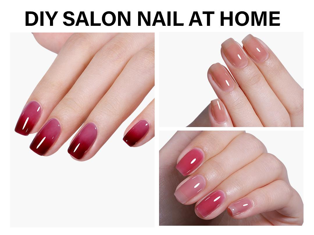 AILLSA 7Pcs Set Jelly Gel Fall Winter Burgundy Nail Polish Kit with Base & Top Coat Cozy Fall Fashion Vibes White Chocolate Purple Brown Soak Off UV Gel Polish Manicure DIY Nails at Home Starter Kit  Cutics Cosmetic