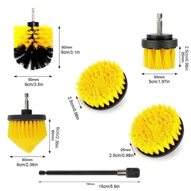 1 set of 8 counts Drill Brush Attachment Tools Set without Drill, Durable Power Scrubber Brushes Kit, Drill Brush Cleaning Kit for Bathroom Kitchen Car