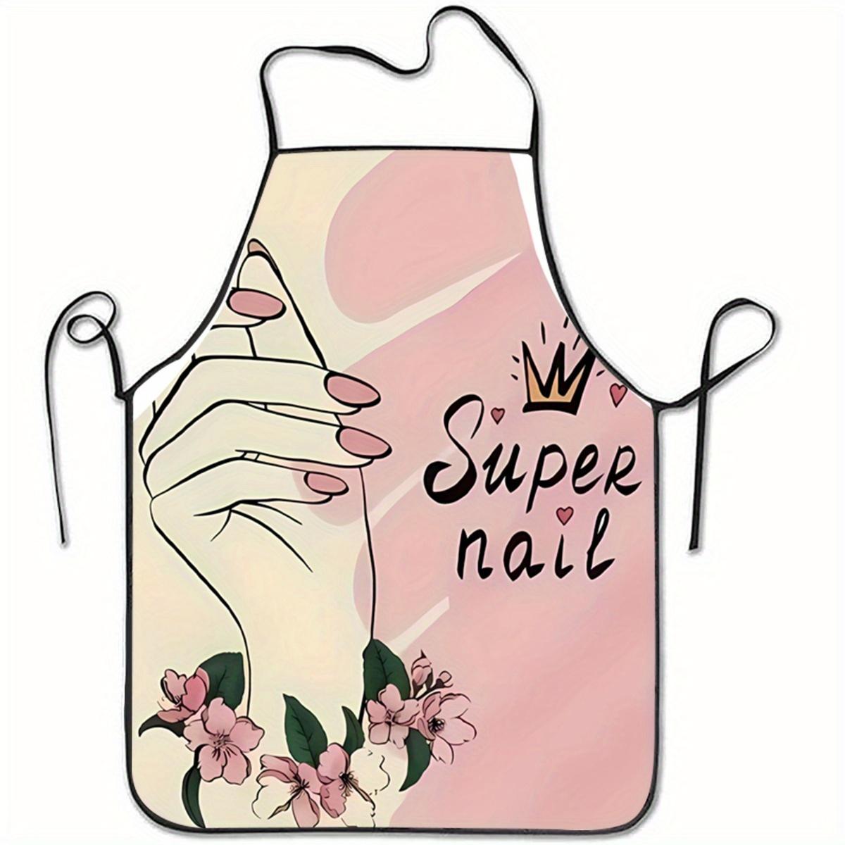 Nails Pattern Apron, 1 Count Breathable Cooking Apron, Sleeveless Kitchen Apron for Home Dining Room Garden Coffee Shop