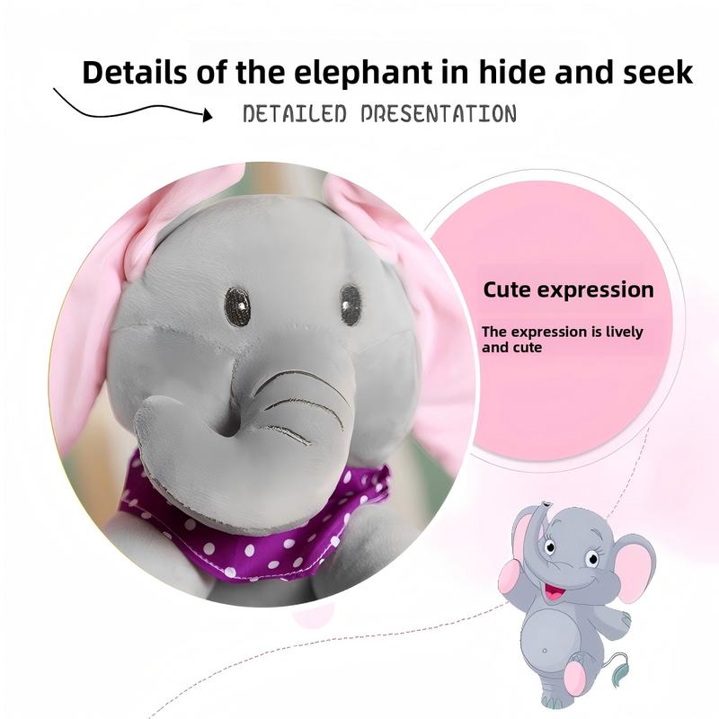 Cute Singing Elephant Plush Toy, Perfect Christmas Gift for Kids, Interactive Music Playing Elephant, Swinging Ears, Soft & Safe,30cm/11.18inch
