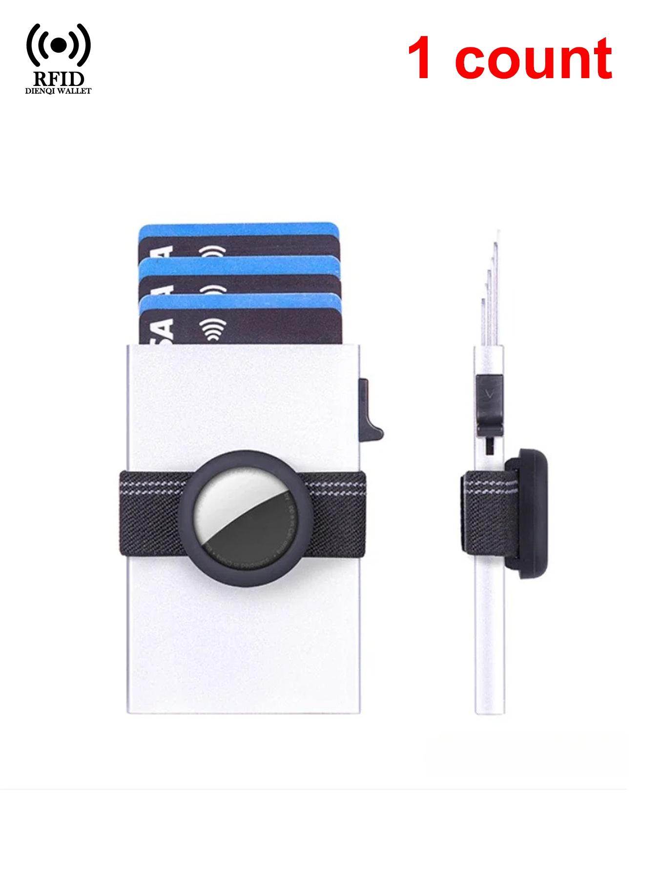 Airtag Credit Card Holder Rfid Blocking Slim Thin Minimalist Wallet with Cash Band Pop Up Aluminium Air Tag Wallets Mens,Gift for Male Women,Daily Use,Purses