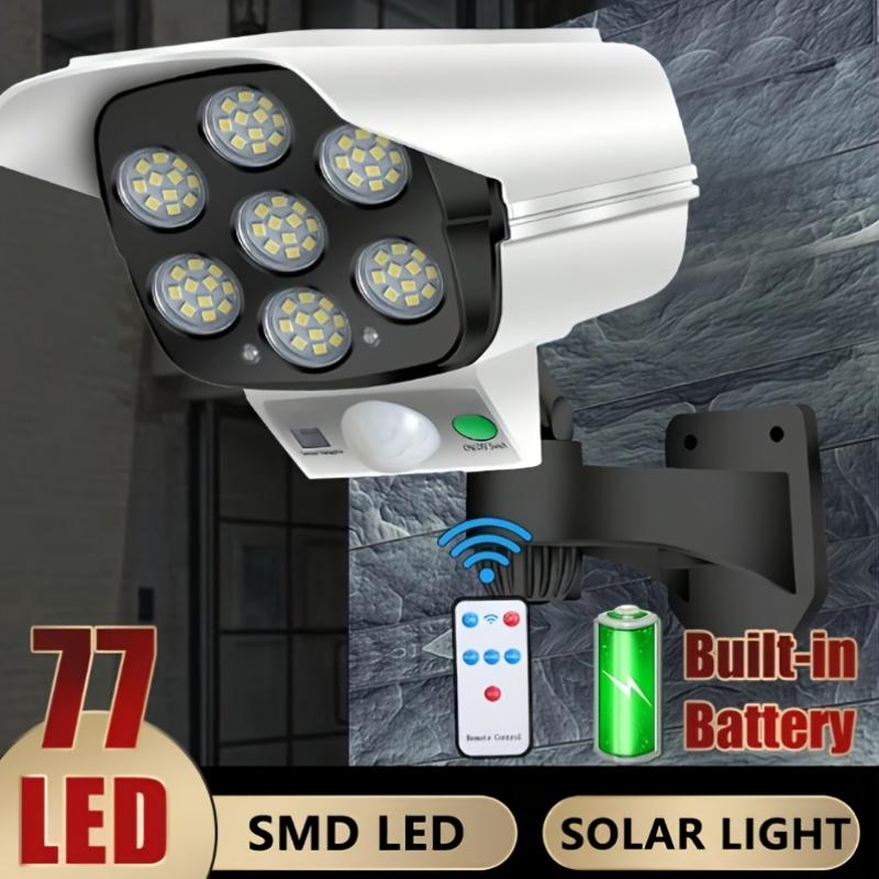 One Outdoor Sports Sensor Solar Light, A Fake Camera Solar Light, 77 LED Spotlights With Remote Control, Wireless Floodlight Fake Security Camera, Suitable For Hotels, Porches, Gardens, Terraces, Private Paths