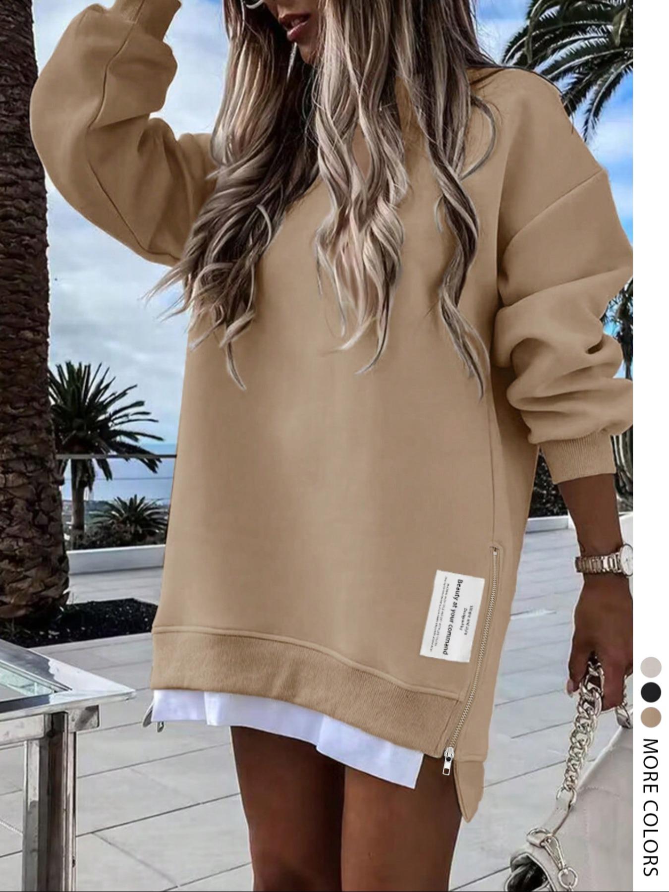 LovelyWholesale Valentine's  Women's Colorblock Long Sleeve Pullover Hoodie, Casual Loose-Fit Side Zipper Design, Comfortable Fall & Winter Fashion