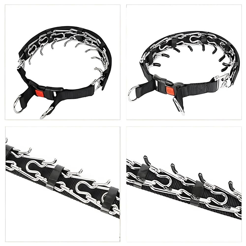 Adjustable Training Collar for Medium & Small Dogs: Stainless Steel Padded Tips, Rubber Anti-Slip Neck & Leash, Quick-Release Safety Buckle, Anti-Choke Design, Comfortable & Secure Pet Training Accessory.