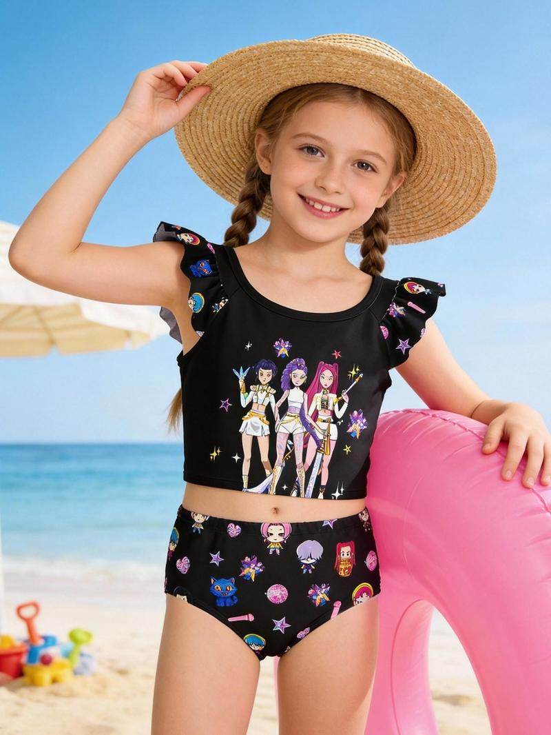 Kpop Demon Hunters Rumi Mira Zoey Costume Girl Swimsuit Set, 3-Piece Swimwear, Spring Summer Fashion, Perfect Gift for Girls