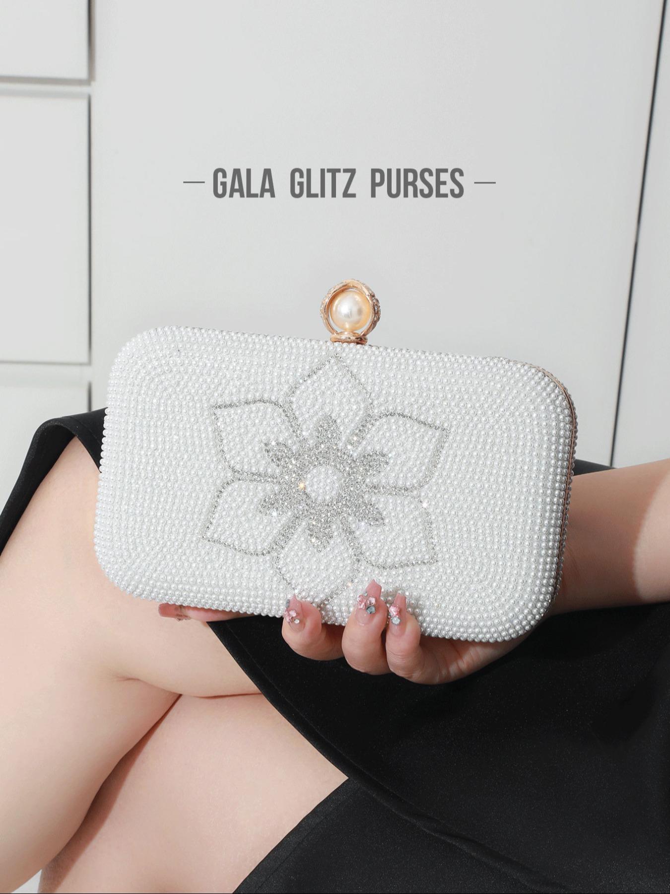 Elegant Pearl Rhinestone Handbag, Evening Party Wedding Bag, Sparkling Chain Design, Luxury Women's Clutch, Perfect for Special Occasions