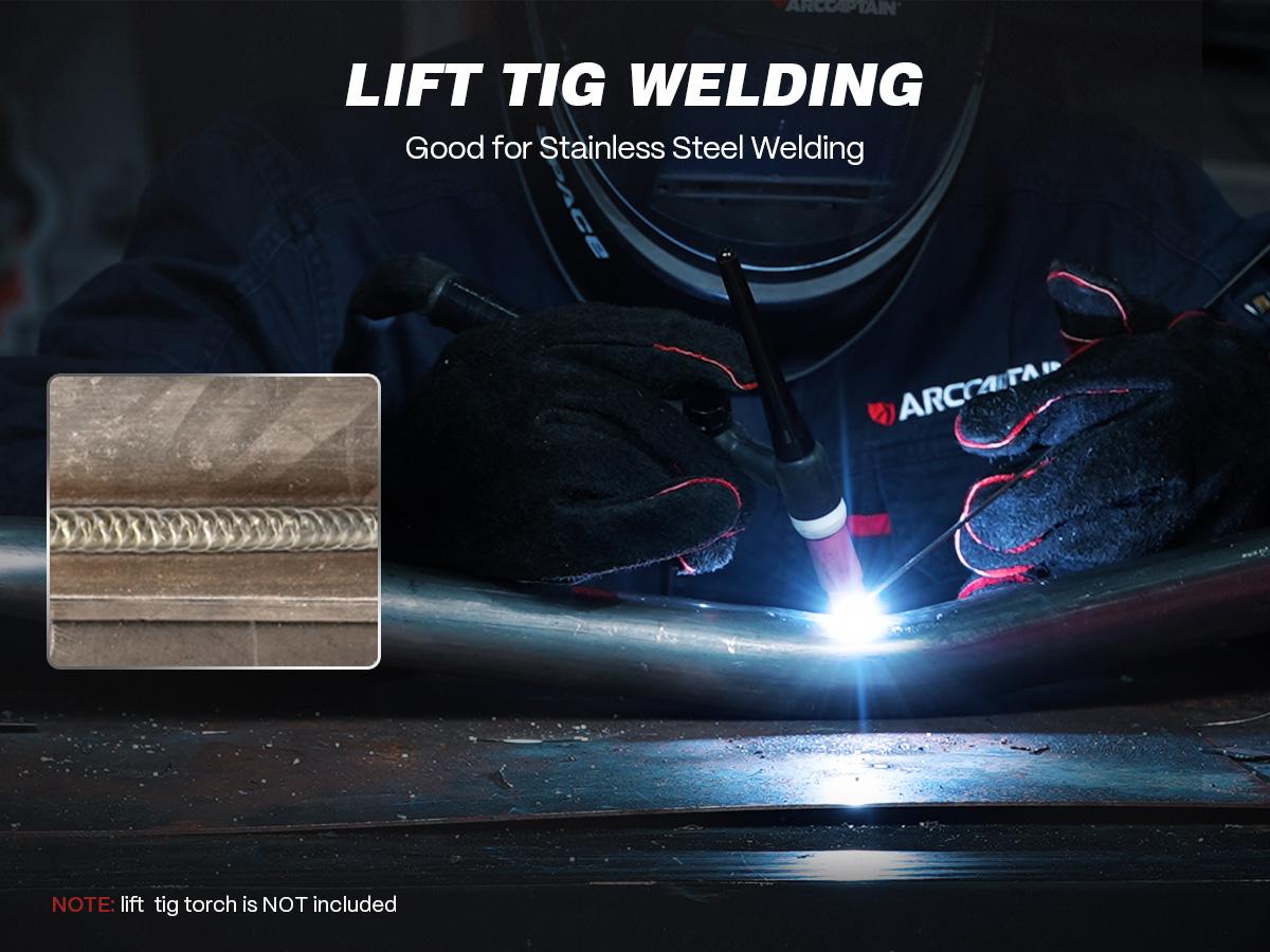 ARCCAPTAIN 135A MIG Welder, 2025 Newest [Large LED Display] 110V Welder Flux Core MIG, Lift TIG, Stick, 3 in 1 Welding Machine Gasless MIG Welder Machine 110V, IGBT Inverter Welder with Synergy, 2T/4T