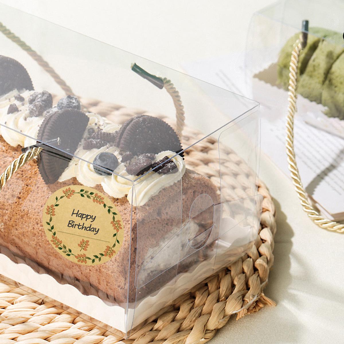 1 Roll 500 Pages Cowhide Paper Stickers, Floral Pattern Sticker, Round Wreath Pattern Labels for Cans, Food Storage, Christmas and Valentine's Gift Bags Sealing