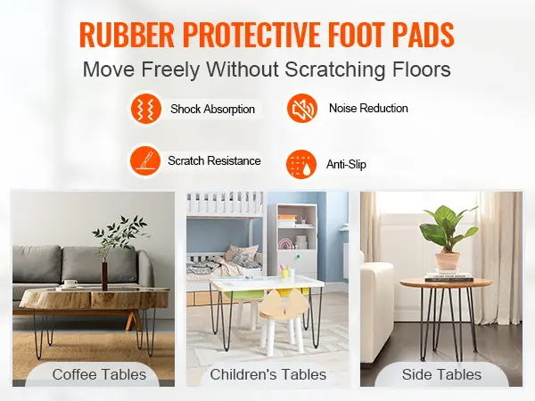 【toolupgrade】19" Hairpin Furniture Legs, Metal Home DIY Projects for Nightstand, Coffee Table, Desk, 500lbs Load Capacity with Rubber Floor Protectors, Metal Heavy Duty Sturdy Modern Table Legs, 4PCS Black