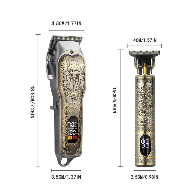 Professional Hair Clipper Set, 1 Box Rechargeable Hair Trimmer & T-blade Trimmer & Accessories, Hair Cutting Kit for Men, Barber Kit