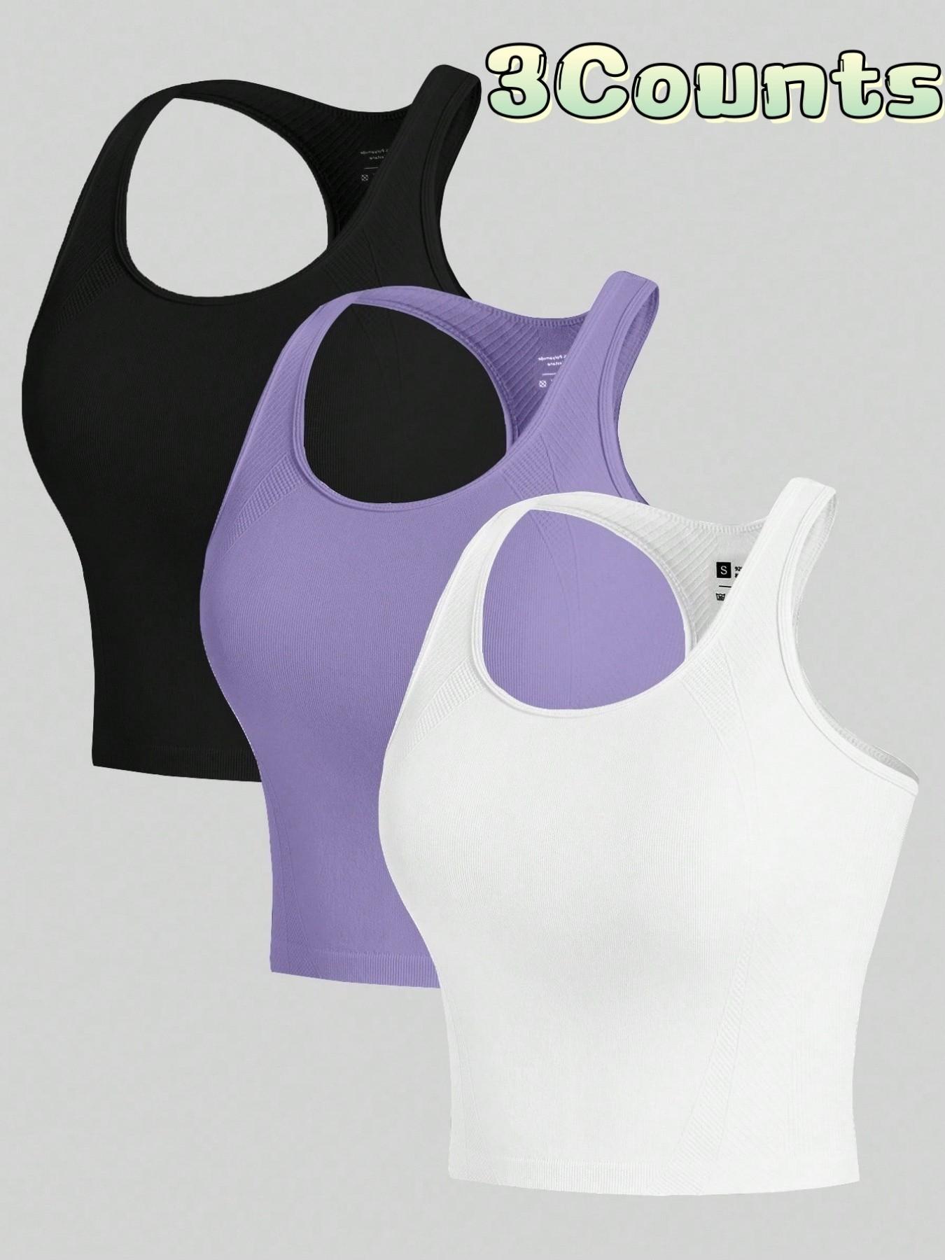 3-piece Women's Outdoor Sports Tank Tops, Sleeveless Sports Wear for Running, Yoga and Fitness