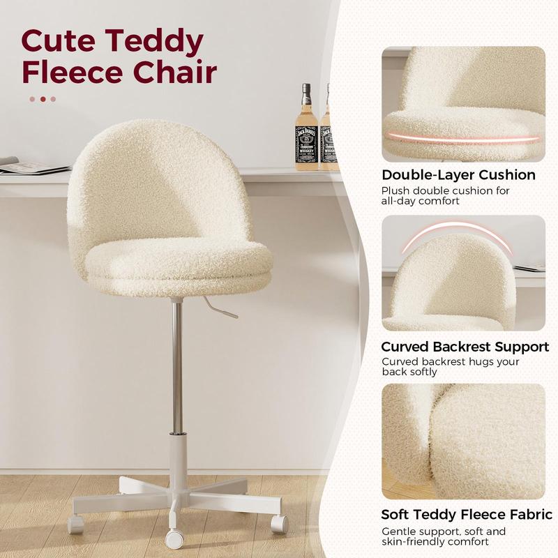 【Luxurious Velvet】This high-end office chair is equipped with wheels and a backrest, and can also be used as a bar stool. It is an ergonomic and comfortable computer desk chair with a butterfly-shaped lumbar support, and is very suitable as a gift.