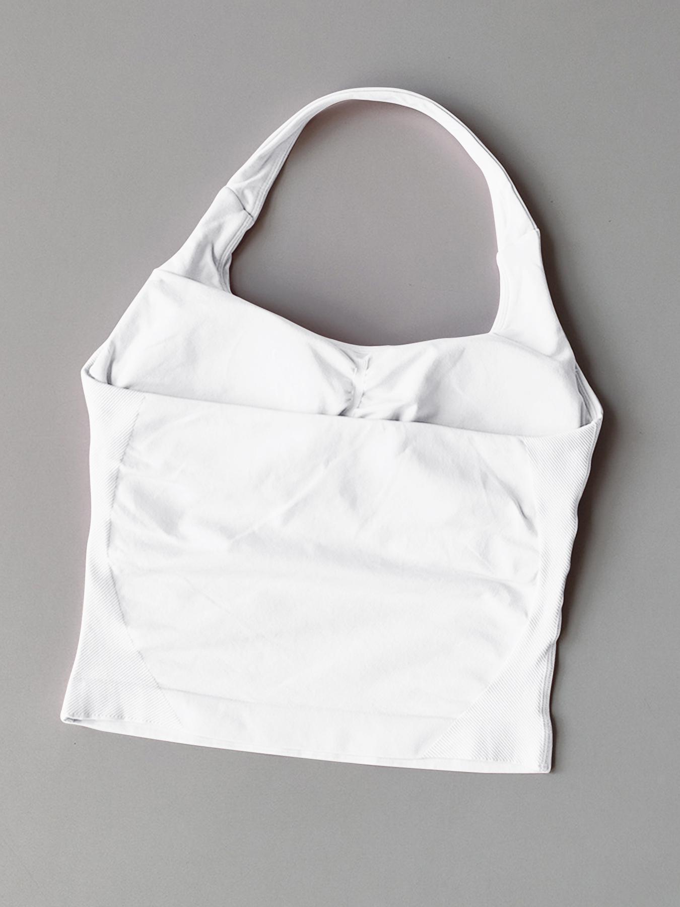 Women's Solid Removable Chest Pad Sports Tank Top, Breathable Comfortable Sports Top for Yoga Gym Workout, Ladies Sportswear for All Seasons